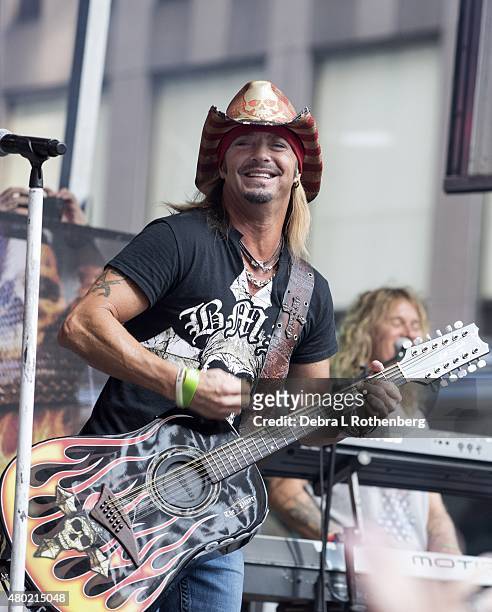 Musician Bret Michaels performs live in concert during "FOX & Friends" All American Concert Series outside of FOX Studios on July 10, 2015 in New...