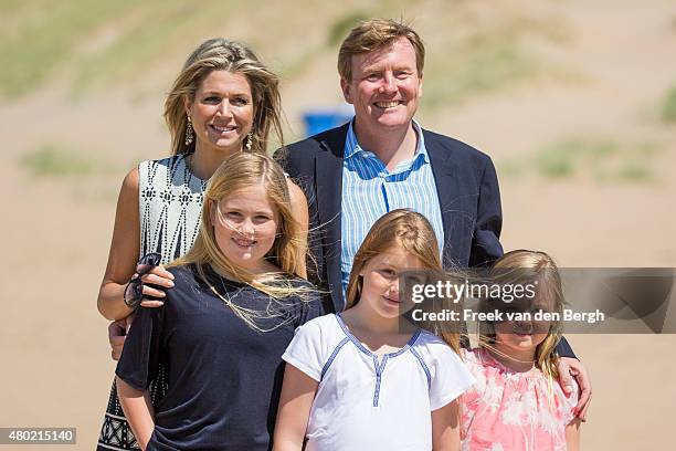 Queen Maxima, Princess Amalia, King Willem-Alexander, Princess Alexia, and Princess Ariane of The Netherlands pose for pictures on July 10, 2015 in...