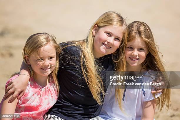 Princess Ariane, Princess Amalia and Princess Alexia of The Netherlands pose for pictures on July 10, 2015 in Wassenaar, Netherlands.