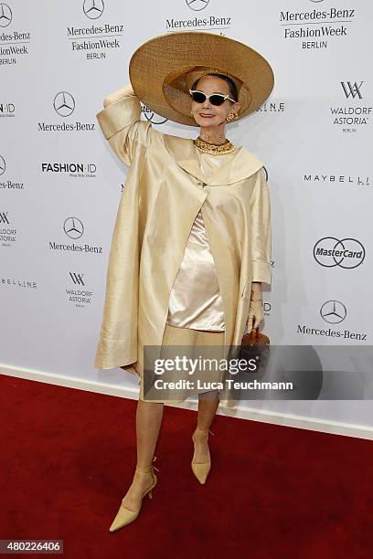 Britt Kanja attends the Ewa Herzog show during the Mercedes-Benz Fashion Week Berlin Spring/Summer 2016 at Brandenburg Gate on July 10, 2015 in...