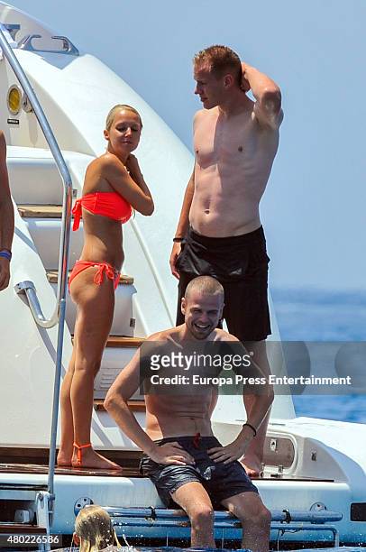 Ter Stegen and Daniela Jehle are seen on July 7, 2015 in Ibiza, Spain.