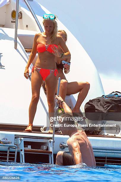 Ter Stegen and Daniela Jehle are seen on July 7, 2015 in Ibiza, Spain.