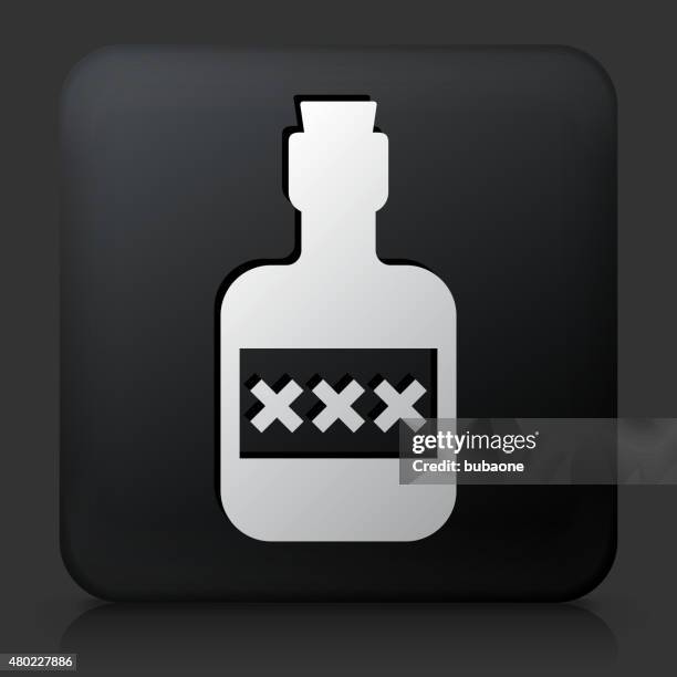 black square button with pirate rum icon - rum stock illustrations