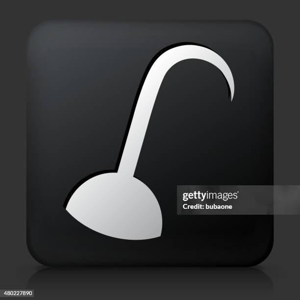 black square button with pirate hook icon - pirate hook stock illustrations
