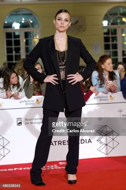 Spanish actress Leonor Watling attends the "Amor en su Punto" premiere during the 17th Malaga Film Festival at the Cervantes Theater on March 23,...