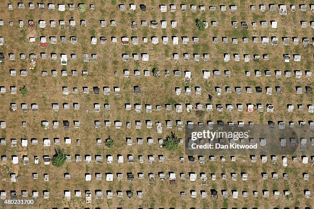 General view over a graveyard on July 10, 2015 in London, England.