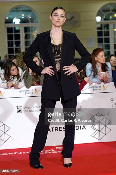 Spanish actress Leonor Watling attends the "Amor en su Punto" premiere during the 17th Malaga Film Festival at the Cervantes Theater on March 23,...