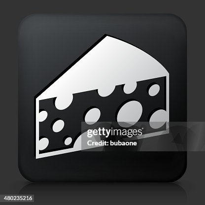 Black Square Button with Cheese Icon Black Square Button with Cheese Icon