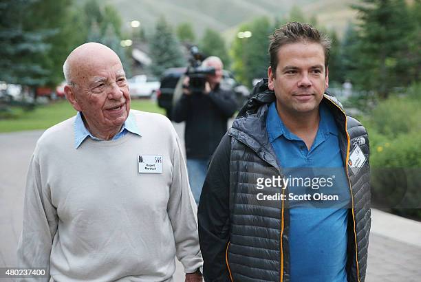 Rupert Murdoch , and Lachlan Murdoch, co-executive chairmen of 21st Century Fox, attend the Allen & Company Sun Valley Conference on July 10, 2015 in...