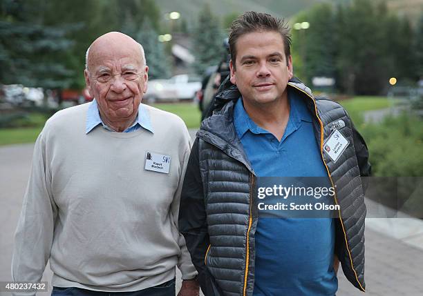 Rupert Murdoch , and Lachlan Murdoch, co-executive chairmen of 21st Century Fox, attend the Allen & Company Sun Valley Conference on July 10, 2015 in...