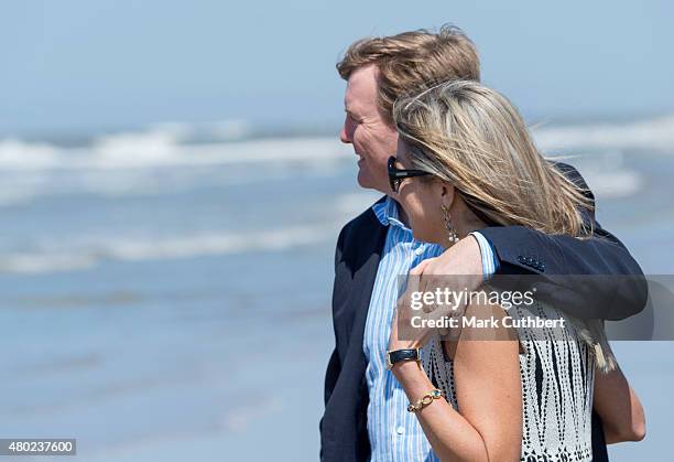 Queen Maxima of the Netherlands and King Willem-Alexander of the Netherlands attend the annual summer photocall on July 10, 2015 in Wassenaar,...