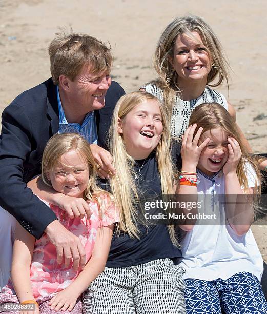 King Willem-Alexander of the Netherlands and Queen Maxima of the Netherlands with Crown Princess Catharina-Amalia of the Netherlands, Princess Alexia...