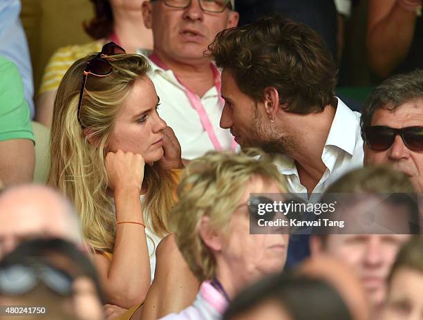 Cressida Bonas and Edward Holcroft attend day eleven of the Wimbledon Tennis Championships at Wimbledon on July 10, 2015 in London, England.