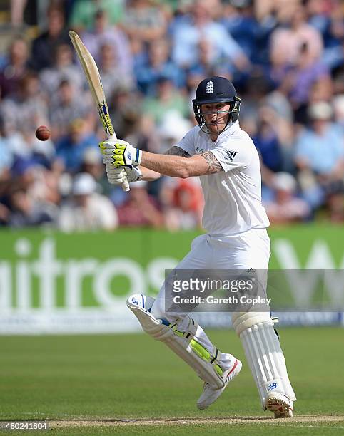 Ben Stokes of England bats during day three of the 1st Investec Ashes Test match between England and Australia at SWALEC Stadium on July 10, 2015 in...
