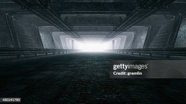 dark empty tunnel, hangar - hangar stockfoto's en -beelden