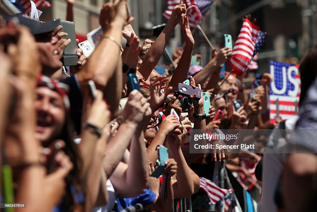 New York City Holds Ticker Tape Parade For World Cup Champions U.S. Women's Soccer National Team
