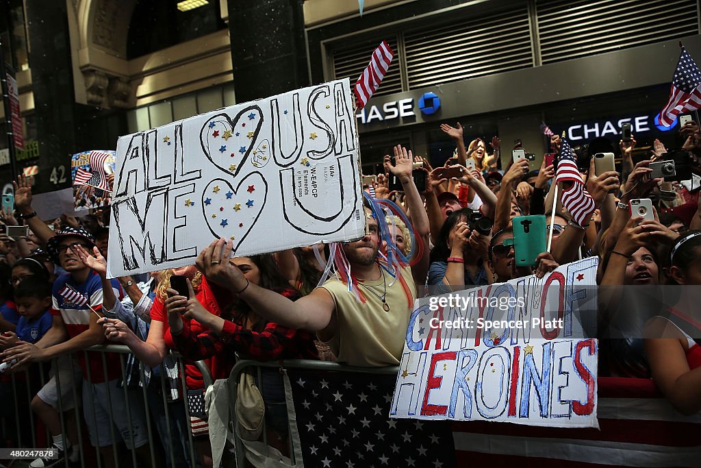 New York City Holds Ticker Tape Parade For World Cup Champions U.S. Women's Soccer National Team