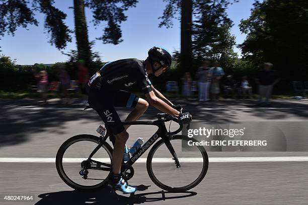 Great Britain's Christopher Froome rides in the pack during the 190.5 km seventh stage of the 102nd edition of the Tour de France cycling race on...