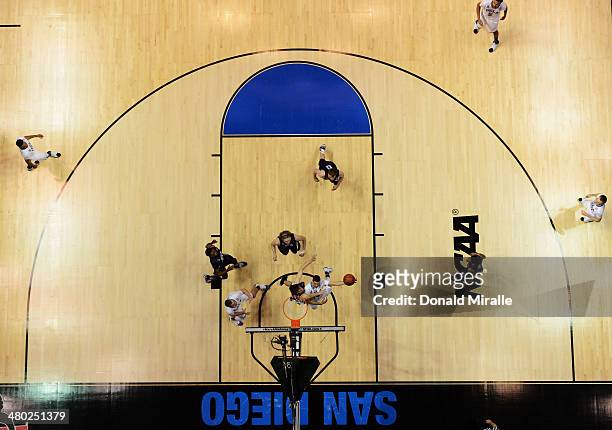 Zach LaVine of the UCLA Bruins shoots against the Stephen F. Austin Lumberjacks during the third round of the 2014 NCAA Men's Basketball Tournament...