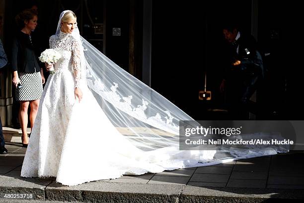 Nicky Hilton seen leaving Claridge's Hotel on her wedding day on July 10, 2015 in London, England. Photo by Neil Mockford/Alex Huckle/GC Images)