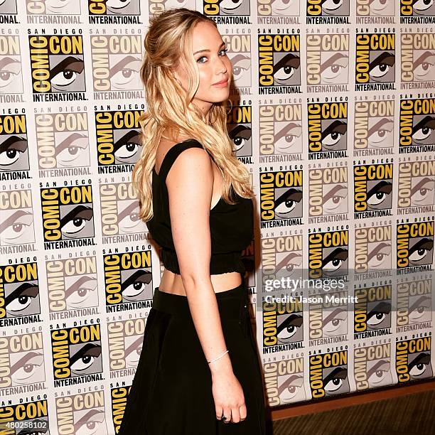 Actress Jennifer Lawrence of "The Hunger Games: Mockingjay - Part 2" attends the Lionsgate Press Room during Comic-Con International: San Diego 2015...