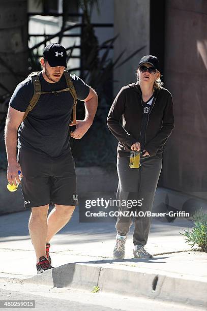 Anna Farris and Chris Pratt are seen on February 26, 2013 in Los Angeles, California.