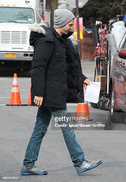 Andrew Garfield is seen while filming "The Amazing Spider-Man 2" on February 26, 2013 in New York City.