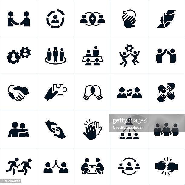 business teamwork icons - 擊掌 幅插畫檔、美工圖案、卡通及圖標