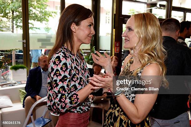 Nadine Warmuth and Anne Meyer-Minnemann attend the GALA Fashion Brunch Summer 2015 at Ellington Hotel on July 10, 2015 in Berlin, Germany.