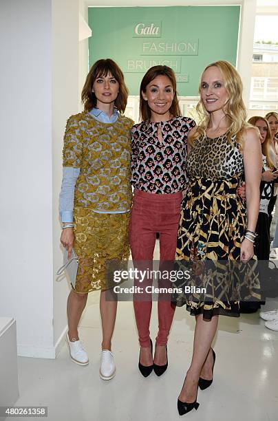 Eva Padberg, Nadine Warmuth and Anne Meyer-Minnemann attend the GALA Fashion Brunch Summer 2015 at Ellington Hotel on July 10, 2015 in Berlin,...