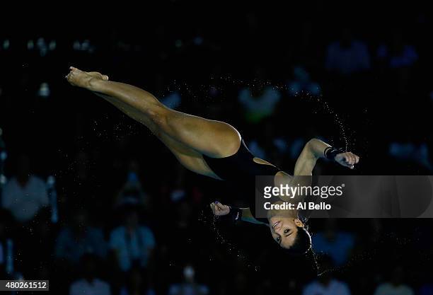 Ingrid De Oliveira of Brazil dives during the Women's 10m Platform Semi Finals on July 10, 2015 in Toronto, Canada.
