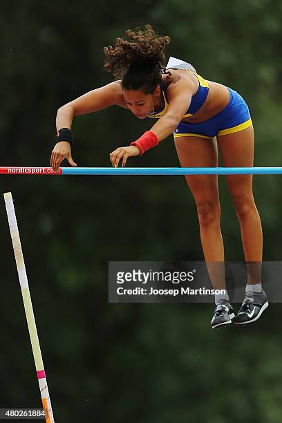 Angelica Bengtsson of Sweden competes during Women's Pole Vault on day two of the European Athletics U23 Championships at Kadriorg Stadium on July 9,...