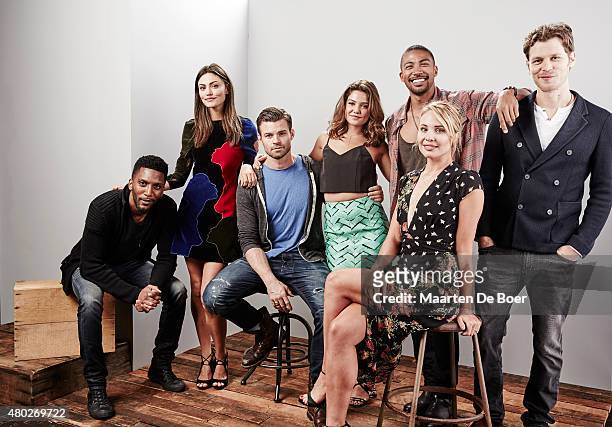Actors Yusuf Gatewood, Phoebe Tonkin, Daniel Gillies, Danielle Campbell, Charles Michael Davis, Leah Pipes, and Joseph Morgan of "The Originals" pose...