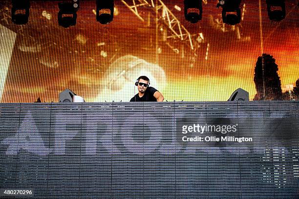 Afrojack performs onstage on Day 1 of the T in the Park festival at Strathallan Castle on July 10, 2015 in Perth, Scotland.