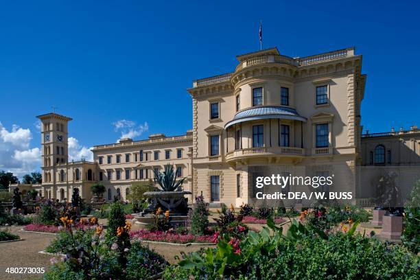 View of Osborne House, built between 1845-1851 in Italian Renaissance style as Queen Victoria's summer residence, Cowes, Isle of White, United...