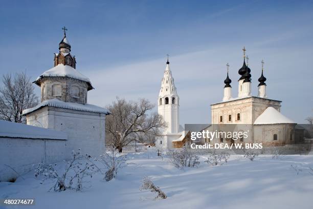 The church and the bell tower of the Ascension within the Aleksandrovsky monastery, possibly founded in 1240 by Alexander Nevsky, Suzdal, Golden...