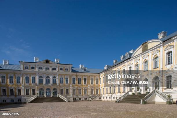 The courtyard of Rundale palace , designed by Francesco Bartolomeo Rastrelli for Ernst Johann von Biron, Duke of Courland, Pilsrundale, Bauska...