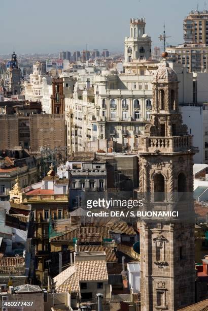 View of the city from the bell tower of the Metropolitan Cathedral-Basilica of the Assumption of Our Lady of Valencia, known as the Miguelete or...