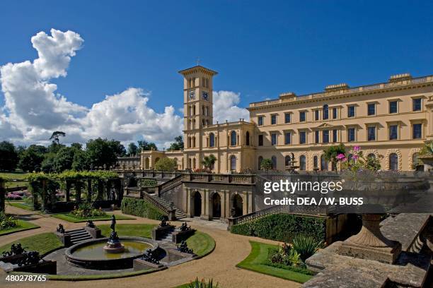 Osborne House, built between 1845-1851 in Italian Renaissance style as Queen Victoria's summer residence, Cowes, Isle of White, United Kingdom.