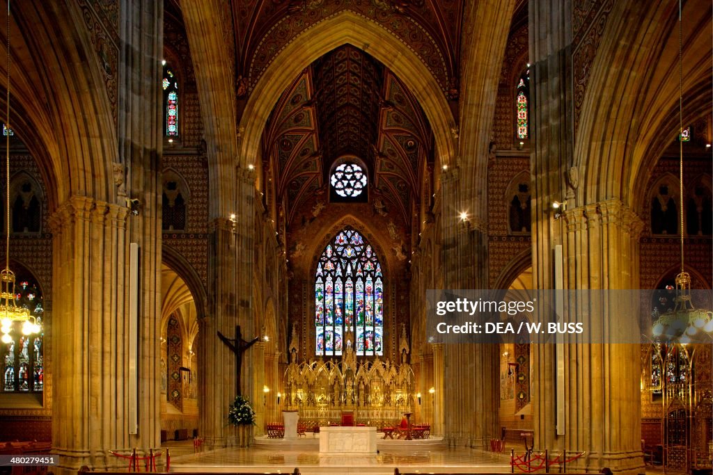 Nave and altar of Catholic Cathedral of St Patrick