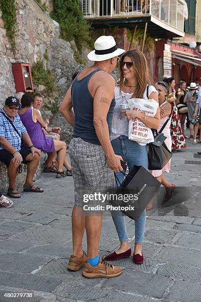 Bianca Brandolini D'Adda and Stefano Gabbana are seen on July 10, 2015 in Portofino, .