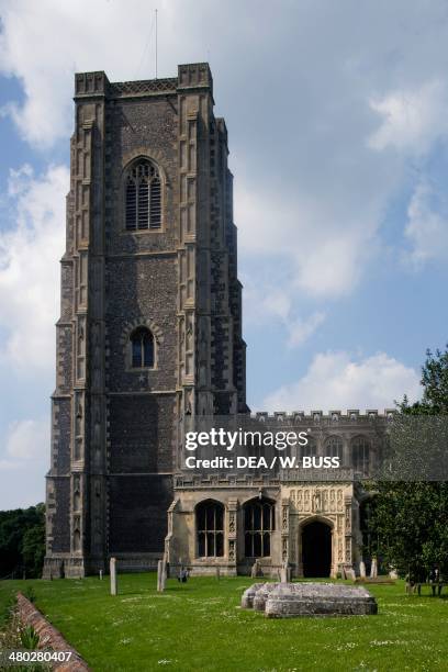 The bell tower of St Peter and St Paul's church , Lavenham, Suffolk, United Kingdom.