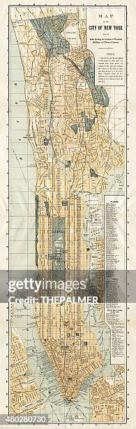 map of new york city 1894 - new jersey map stock illustrations