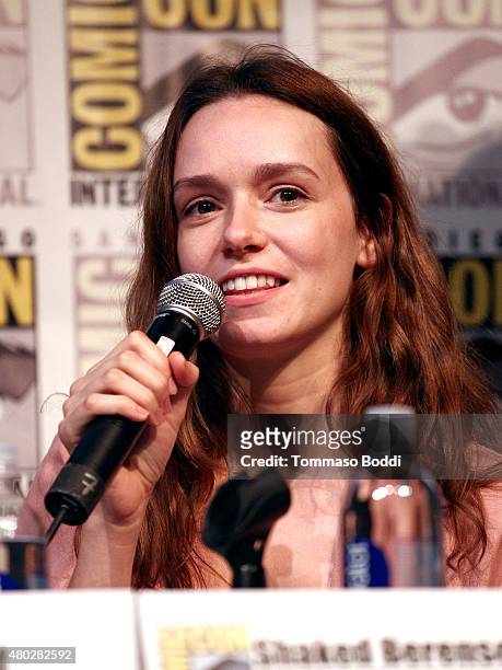 Actress Alex Essoe attends "Tales of Halloween" Panel during Comic-Con International 2015 at Horton Grand Theatre on July 10, 2015 in San Diego,...