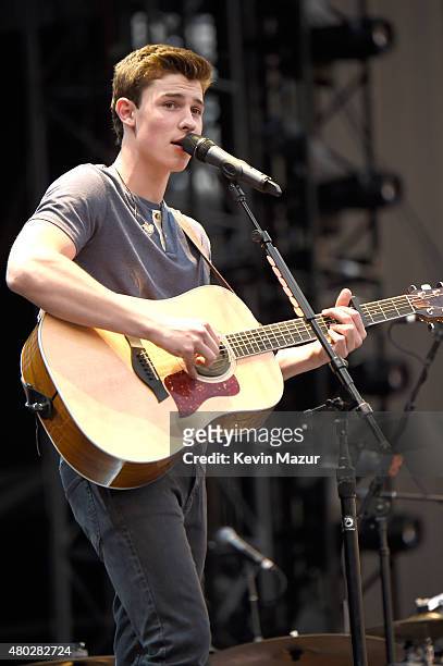 Shawn Mendes performs onstage during Taylor Swift's The 1989 World Tour Live at MetLife Stadium on July 10, 2015 in East Rutherford, New Jersey.