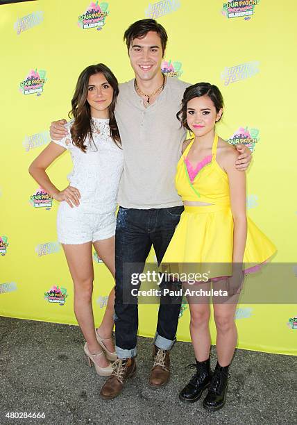 Alyson Stoner, Ryan McCartan and Megan Nicole attends the event to celebrate 7-Eleven Slurpee Day at 7-Eleven on July 10, 2015 in Burbank, California.