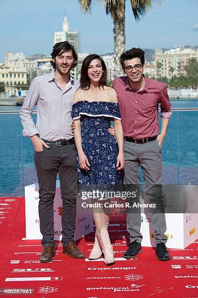 Director Carlos Marques Marcet , actress Natalia Tena and actor David Verdaguer attend the "10.000 Km" photocall during the 17th Malaga Film Festival...