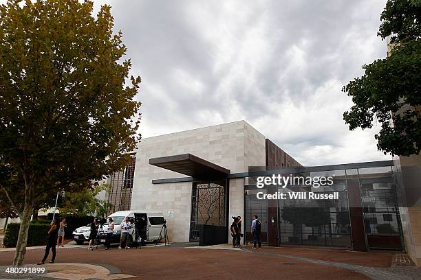 Perth, Australia A general view of media waiting outside the Consulate General Of The Peoples Republic of China, in East Perth, Western Australia on...