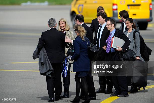 Prime Minister of Denmark Helle Thorning-Schmidt arrives at Schiphol Amsterdam Airport ahead of the 2014 Nuclear Security Summit on March 24, 2014 in...