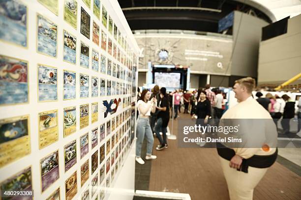 Pokemon playing cards on display at Hyper Japan, the UK's biggest Japanese culture event on July 10, 2015 at The O2 Arena in London, England.